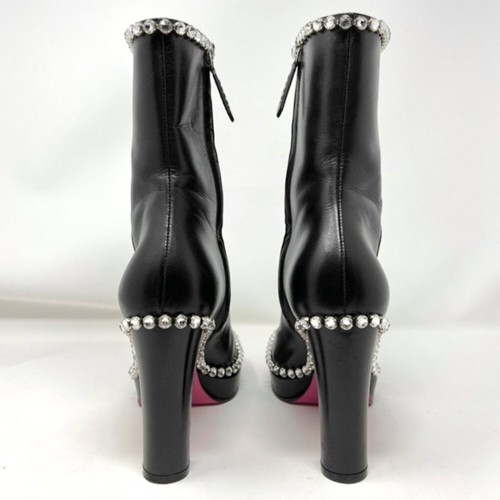 Gucci Black Platform Boots Crystal Embellished Chunky Heel‎ Size 38.5 - Picture 4 of 10